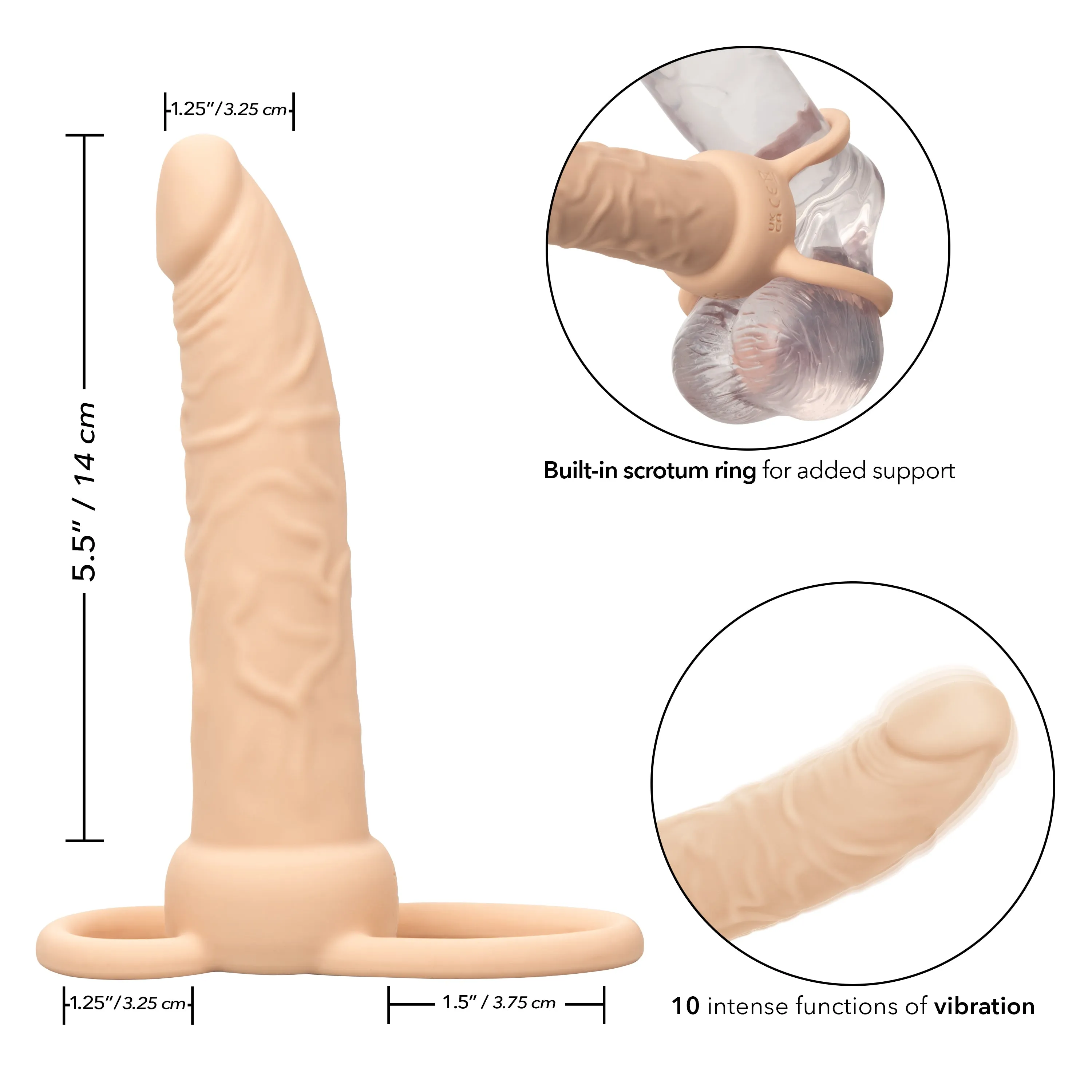 Performance Maxx Double Penetration Vibrating Dildo - Ivory