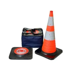 Pop-Up Lighted Cones - with Heavy Duty Black Rubber Base