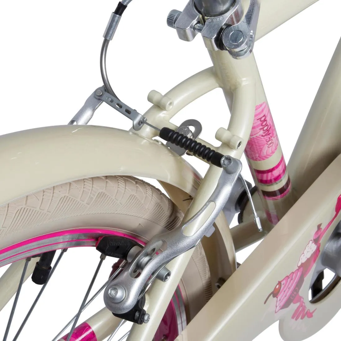 Poply 500 Kids' 24" Hybrid Bike - Cream/Pink