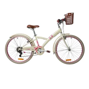 Poply 500 Kids' 24" Hybrid Bike - Cream/Pink