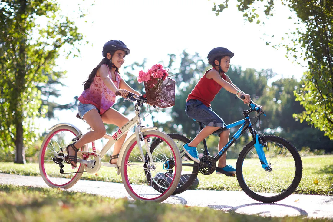 Poply 500 Kids' 24" Hybrid Bike - Cream/Pink