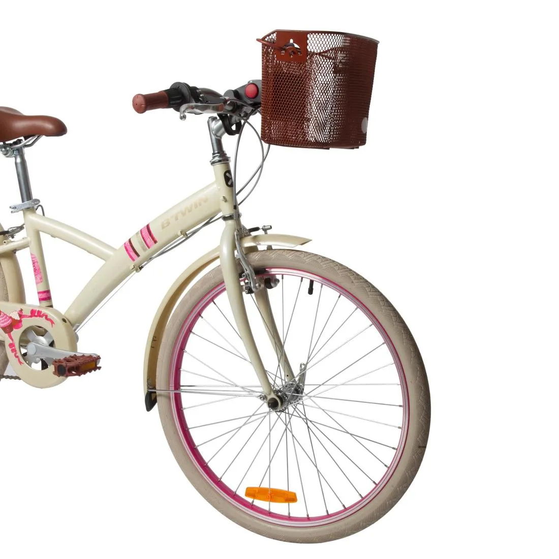 Poply 500 Kids' 24" Hybrid Bike - Cream/Pink