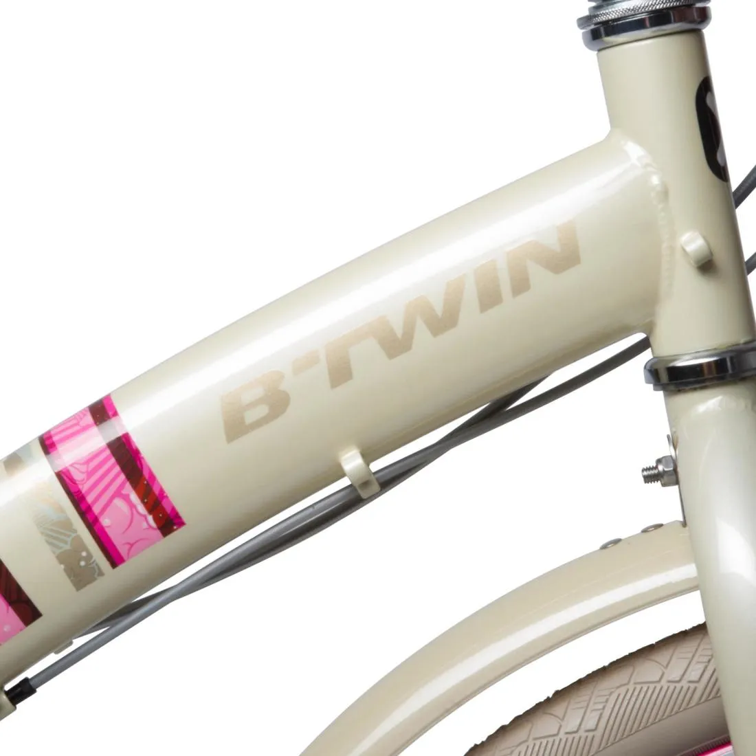 Poply 500 Kids' 24" Hybrid Bike - Cream/Pink