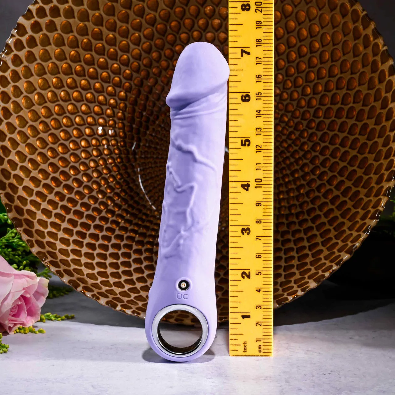 Purple Fantasy Veiny Silicone Vibrator with Finger Loop