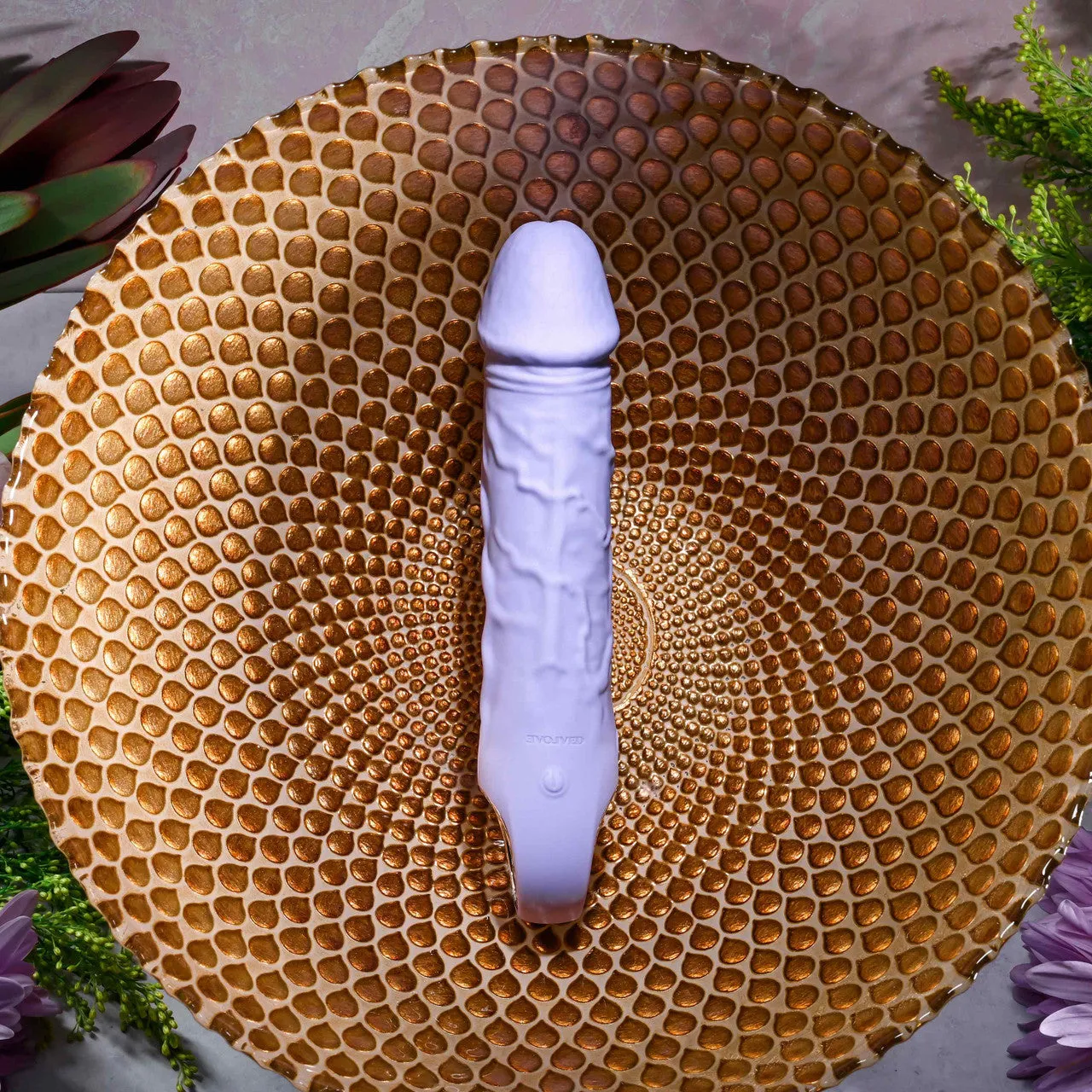 Purple Fantasy Veiny Silicone Vibrator with Finger Loop