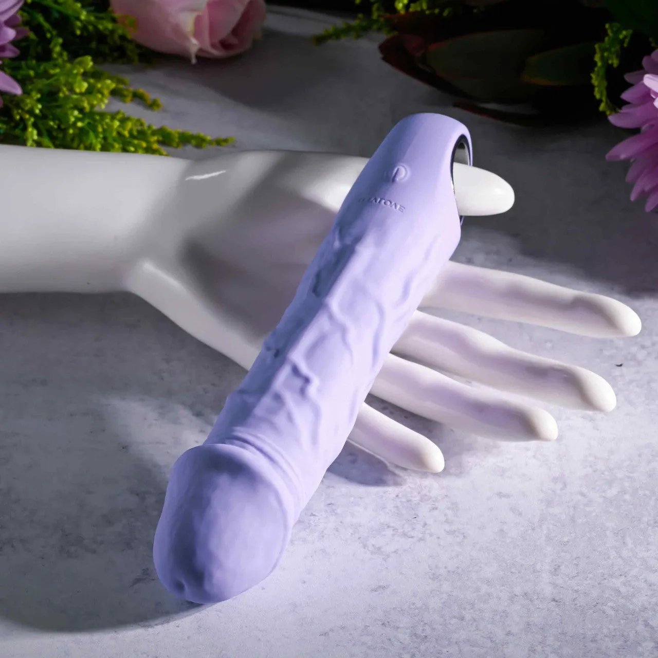 Purple Fantasy Veiny Silicone Vibrator with Finger Loop
