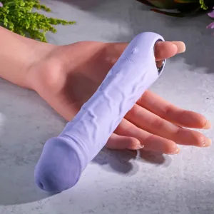 Purple Fantasy Veiny Silicone Vibrator with Finger Loop