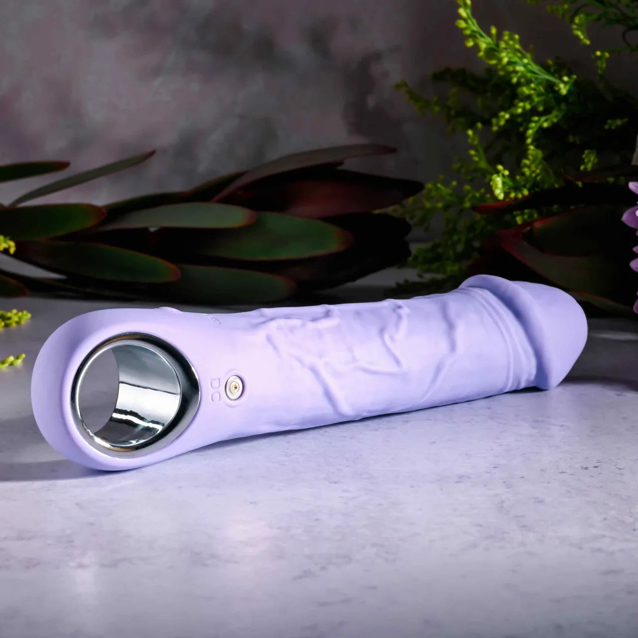 Purple Fantasy Veiny Silicone Vibrator with Finger Loop