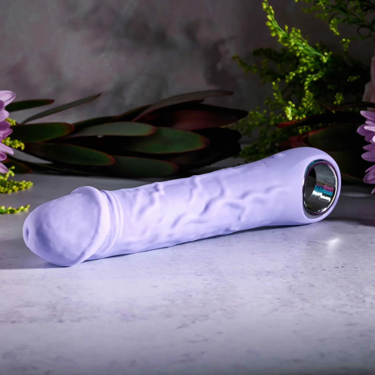Purple Fantasy Veiny Silicone Vibrator with Finger Loop