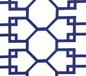 Quadrille Fabric: Brighton - Custom Navy on White Suncloth (Outdoor Quality)