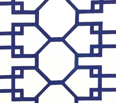 Quadrille Fabric: Brighton - Custom Navy on White Suncloth (Outdoor Quality)