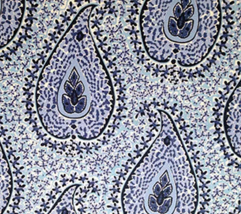 Quadrille Fabric: Katmandu II - Custom Sky / Cream / Navy / Royal on Suncloth