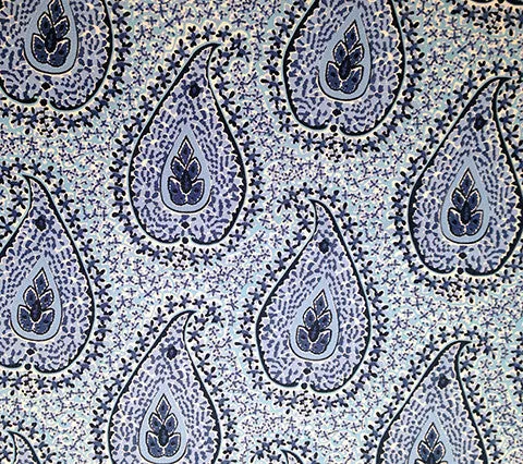 Quadrille Fabric: Katmandu II - Custom Sky / Cream / Navy / Royal on Suncloth