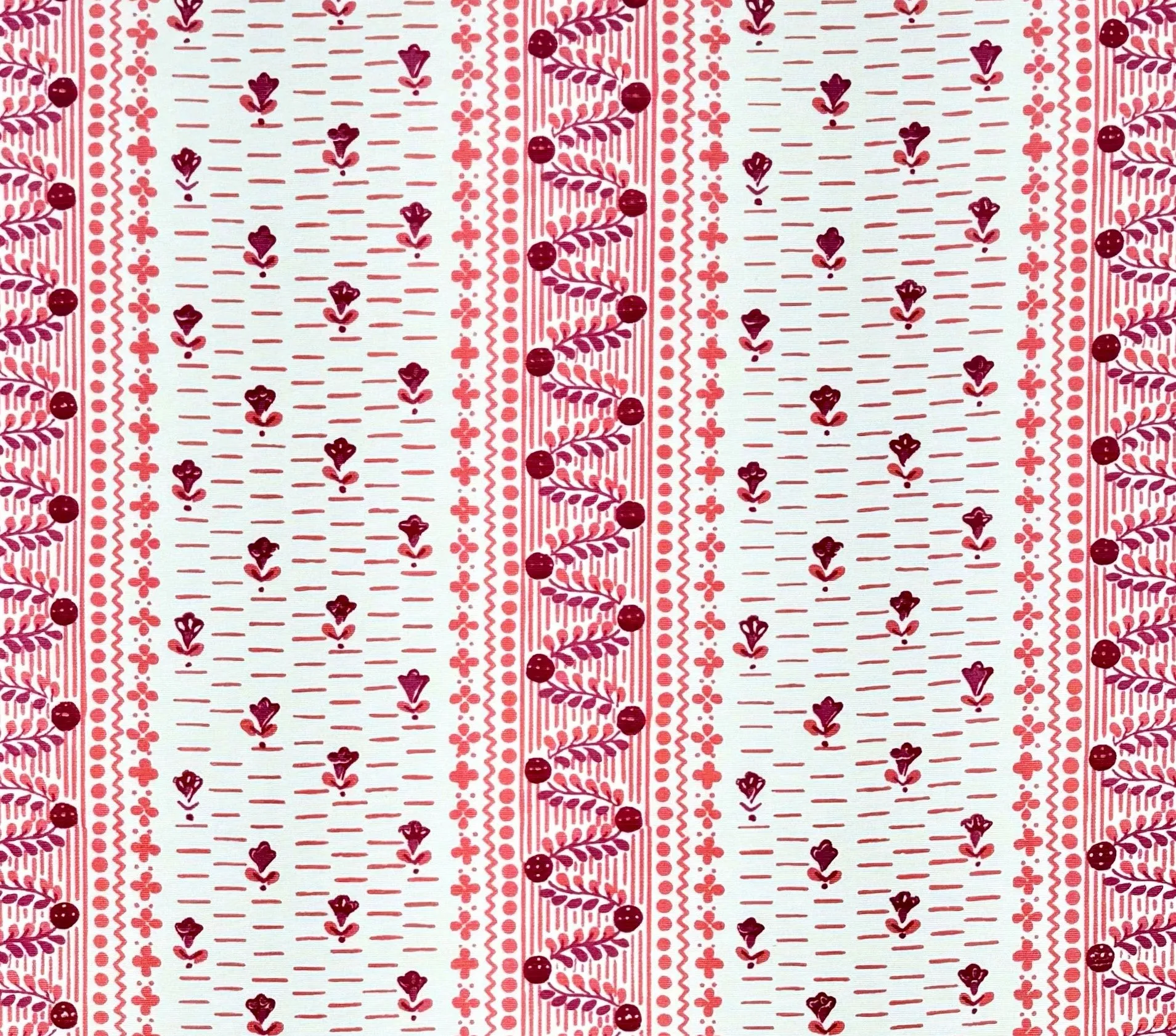 Quadrille Fabric: Links II - Custom Pinks on Cream Suncloth (OUTDOOR)