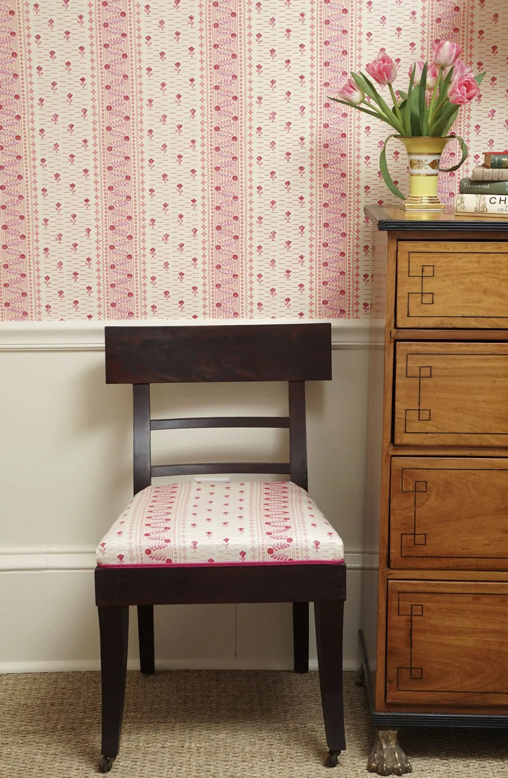 Quadrille Fabric: Links II - Custom Pinks on Cream Suncloth (OUTDOOR)