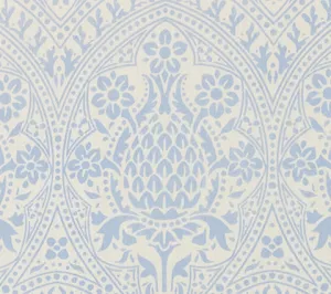 Quadrille Fabric: Pina - Custom Windsor Blue on Off-White Suncloth
