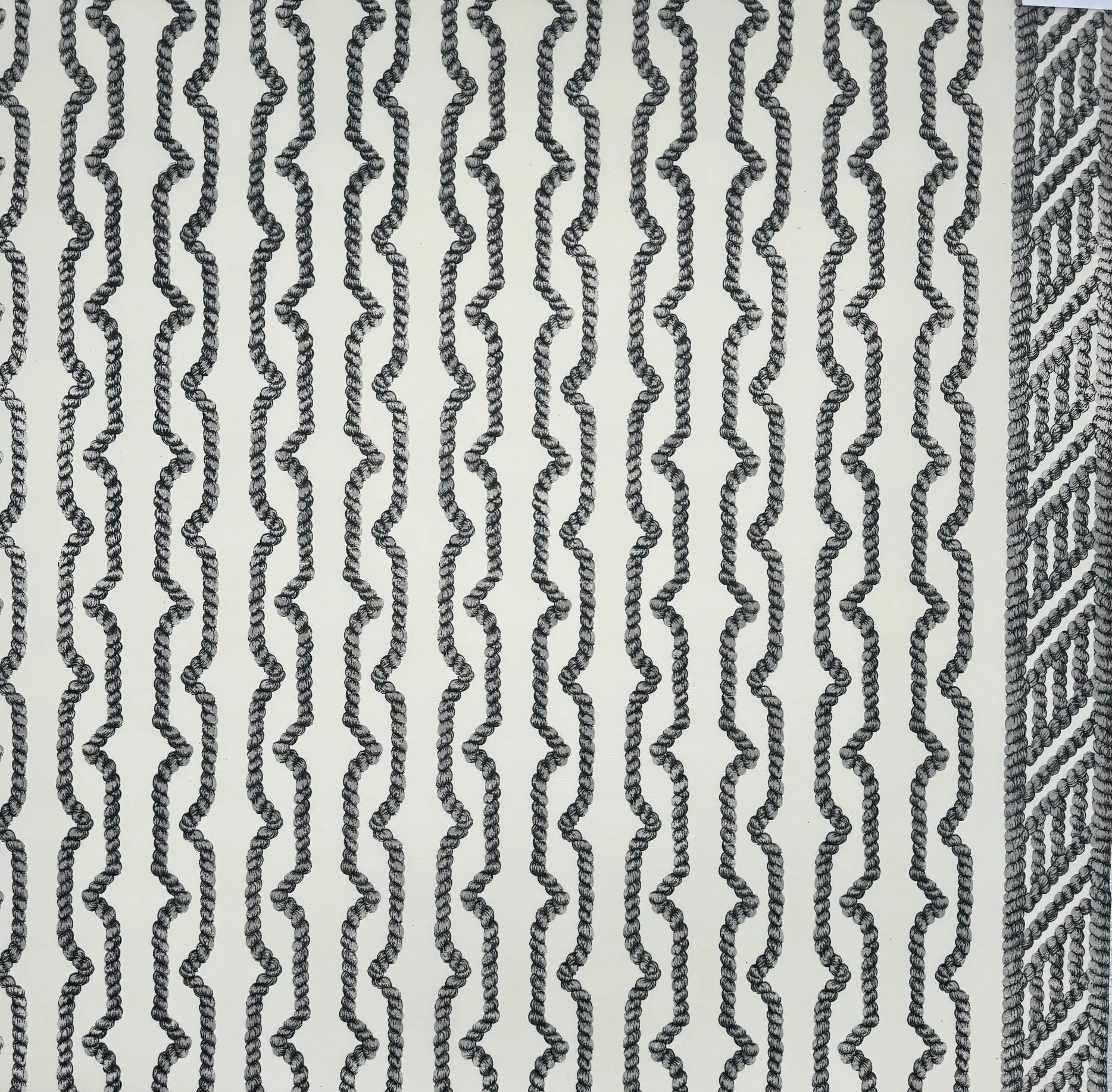 Quadrille Fabric: Regency Ropes - Custom Multi Greys on Cream Suncloth (OUTDOOR)
