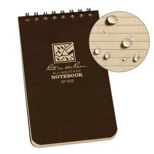 Rite in the Rain No435 Top Spiral 3x5 Notebook Universal Brown
