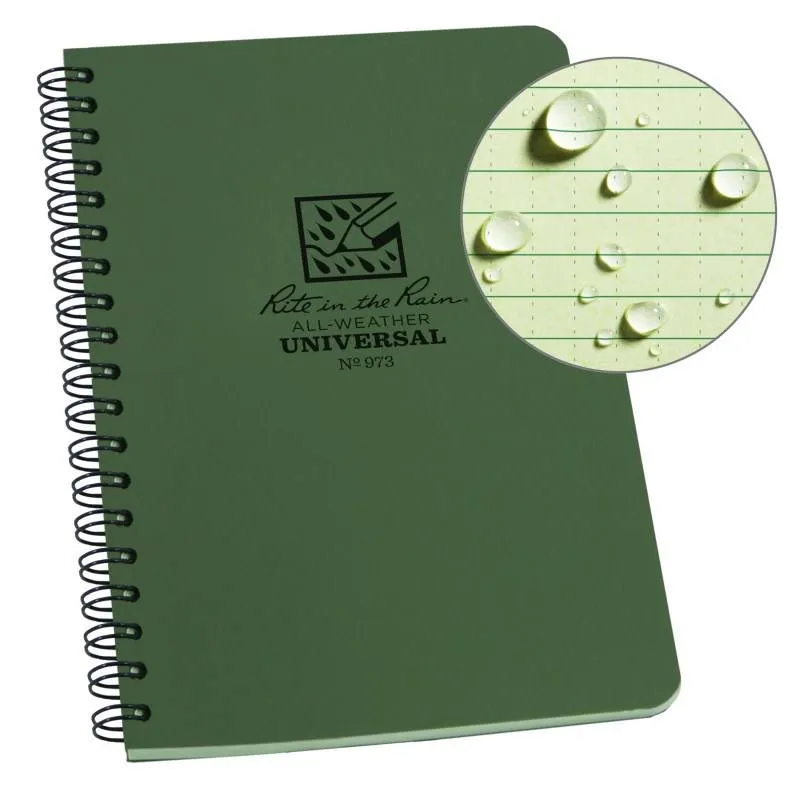 Rite in the Rain No973 Side Spiral Notebook Universal Green