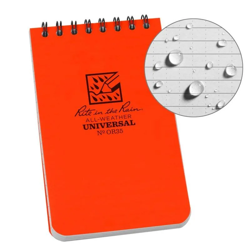 Rite in the Rain NoOR35 Top Spiral 3x5 Notebook Universal Orange