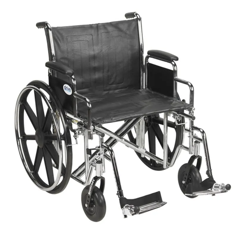 Sentra EC Heavy Duty Wheelchair, Detachable Desk Arms, Swing away Footrests, 22" Seat - 1 Each