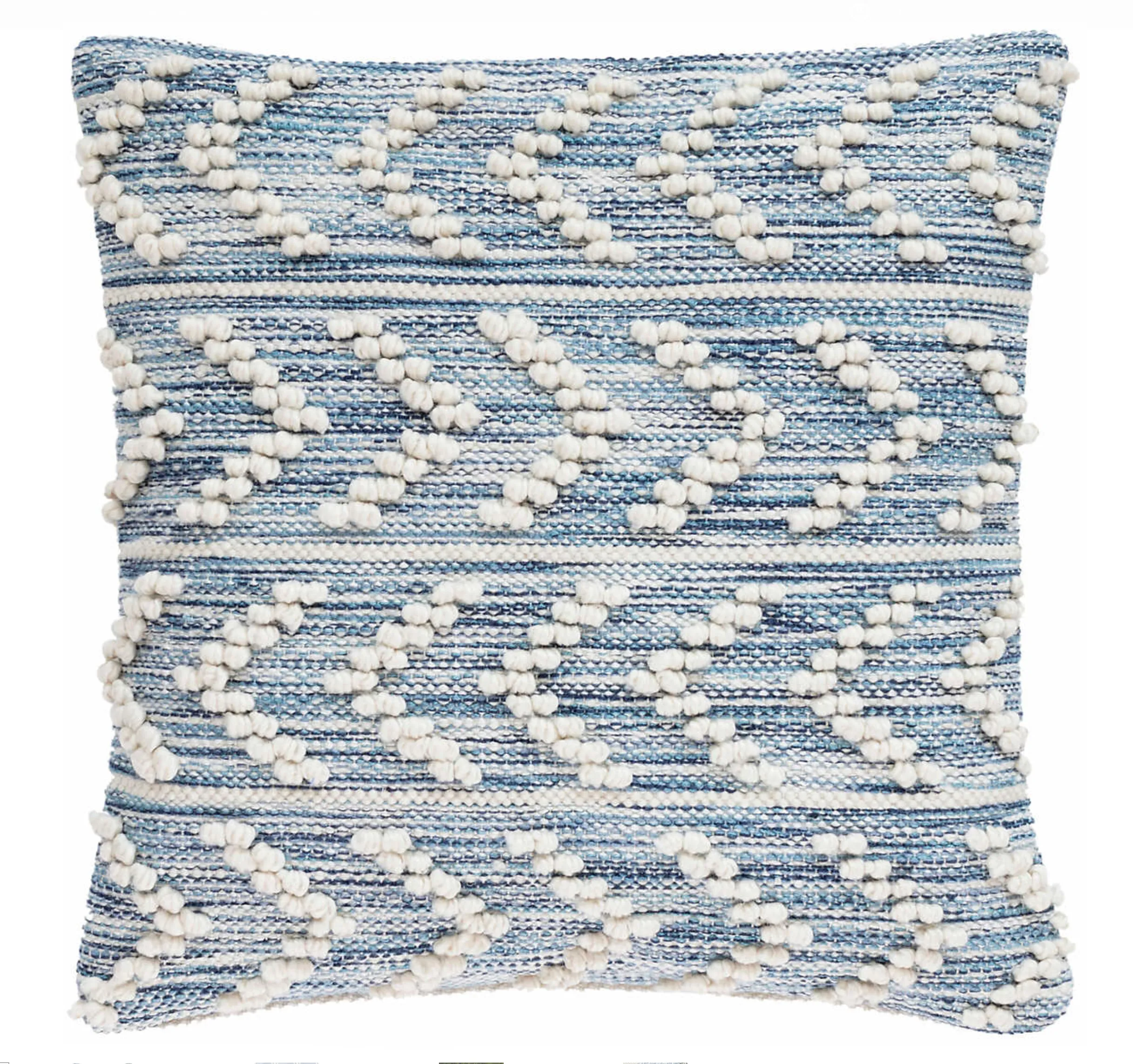 Sky Herringbone Blue Indoor/Outdoor Pillow