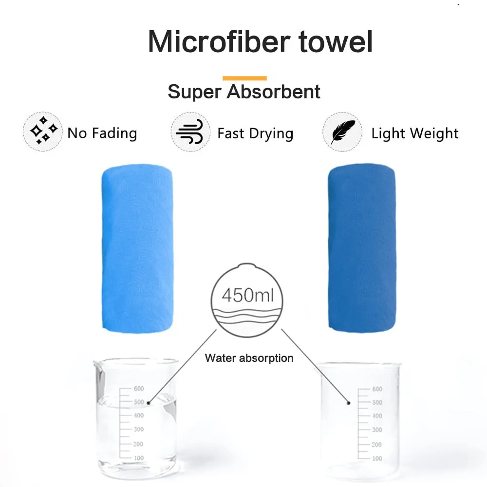 Sports Microfiber Quick Dry Pocket Towel Portable Ultralight Absorbent Large Towel for Swimming Pool Swim Gym Fitness Yoga Beach