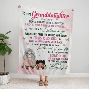 To My Granddaughter Personalized Fleece Blanket - Grandmother, granddaughter, names can be customized