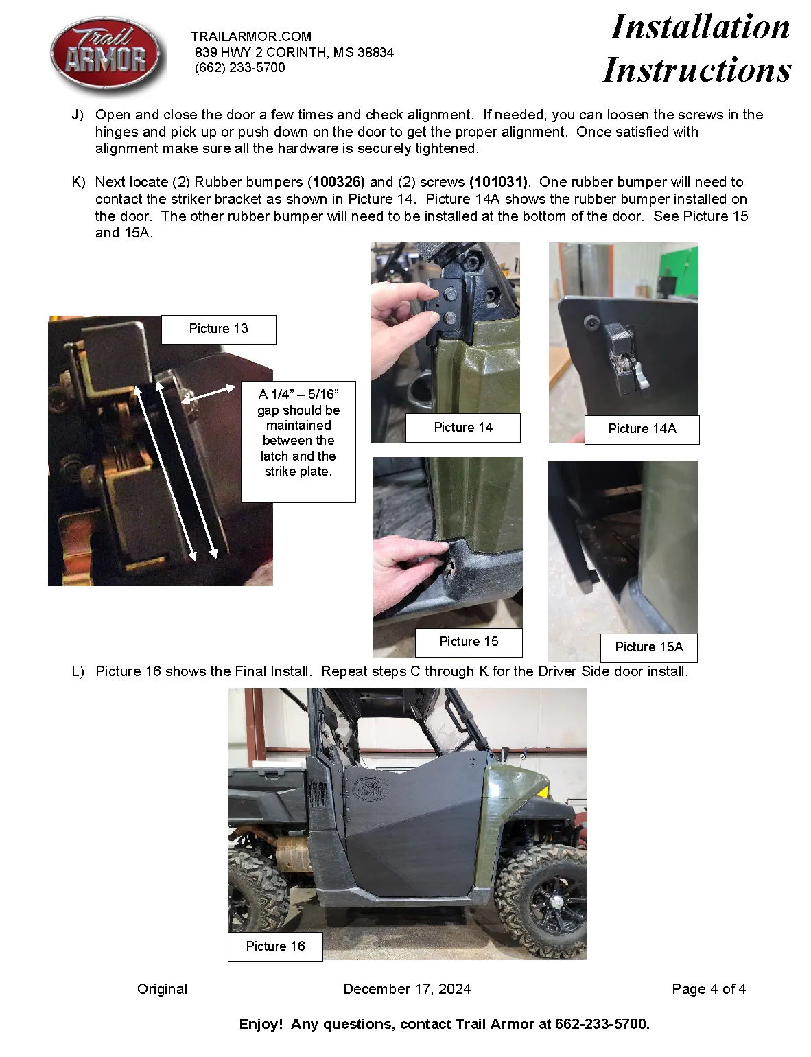 Trail Armor Ranger XP 900, Ranger XP 900 EPS, Ranger XP 1000, Ranger XP 1000 EPS, Range XP 900 Premium Half Doors 2014 - 2019