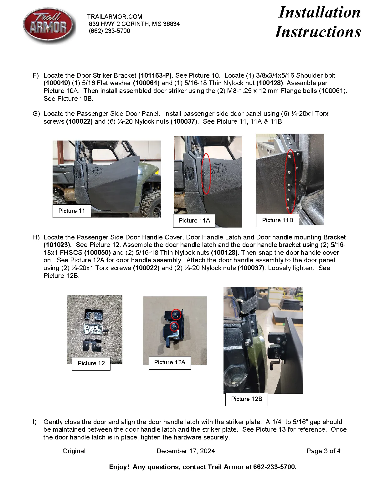 Trail Armor Ranger XP 900, Ranger XP 900 EPS, Ranger XP 1000, Ranger XP 1000 EPS, Range XP 900 Premium Half Doors 2014 - 2019