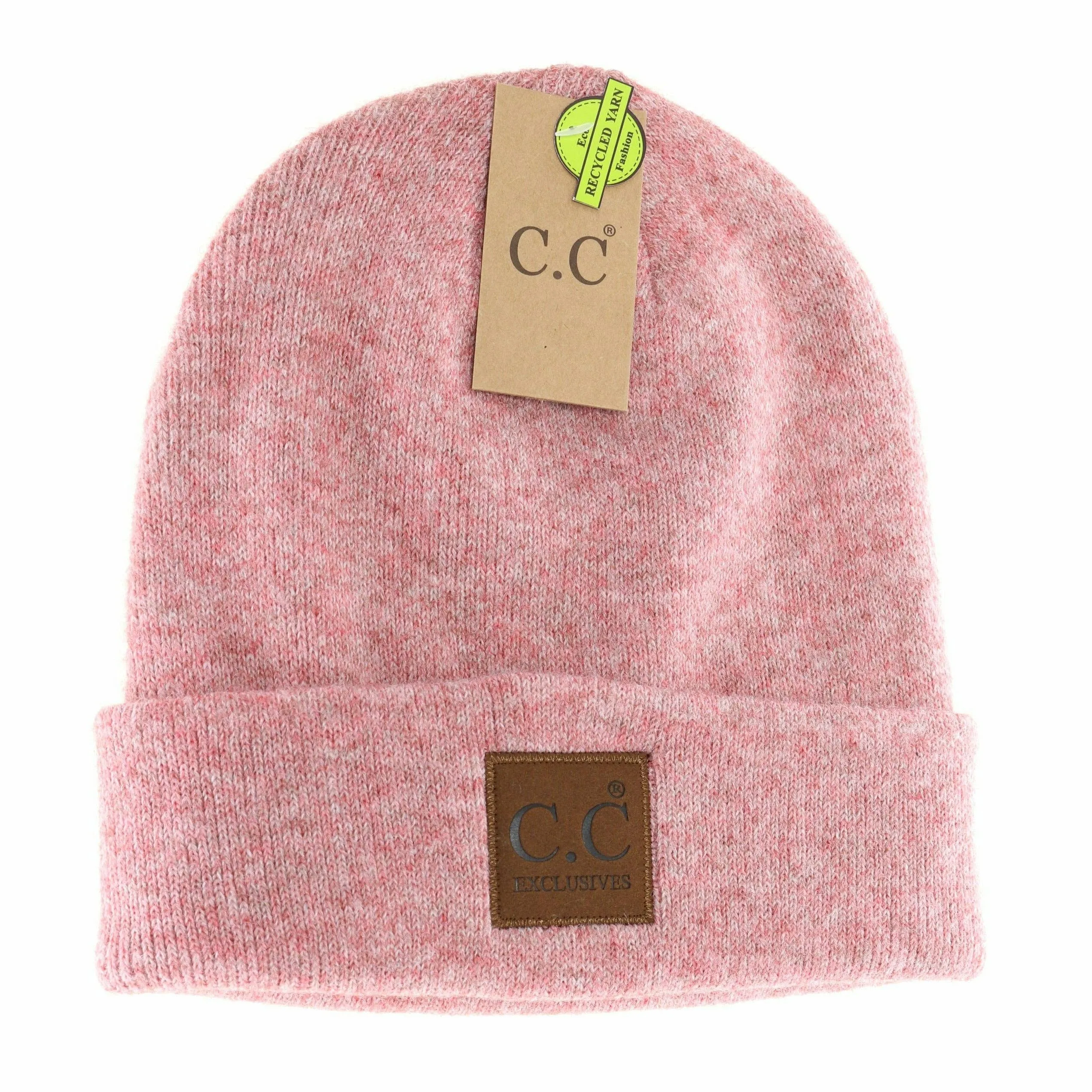 Unisex Soft Ribbed Leather Patch C.C. Beanie