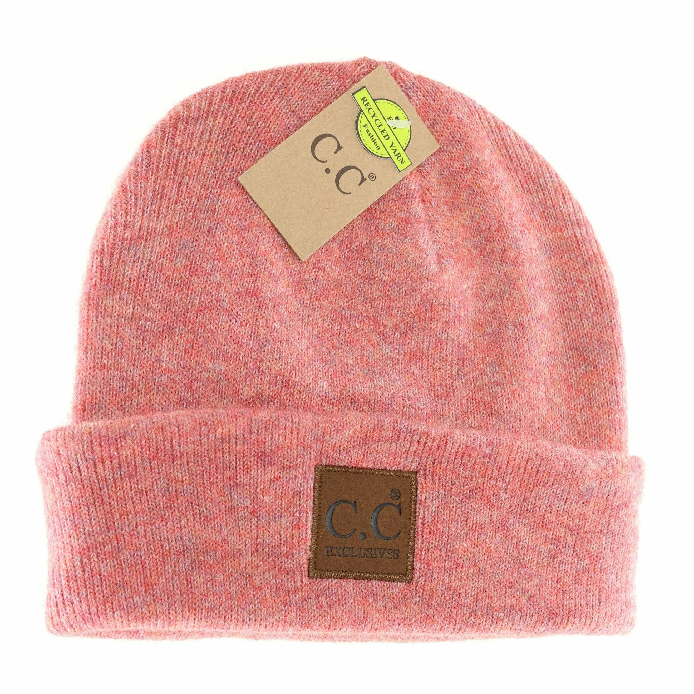 Unisex Soft Ribbed Leather Patch C.C. Beanie