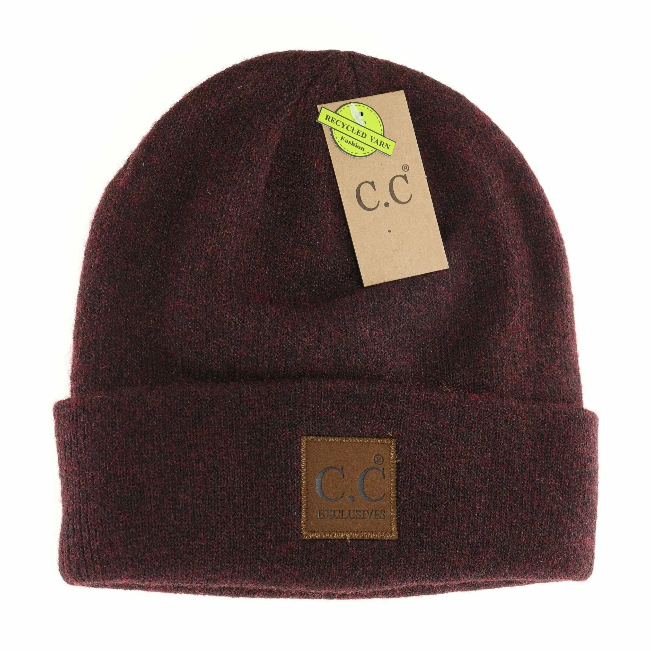 Unisex Soft Ribbed Leather Patch C.C. Beanie