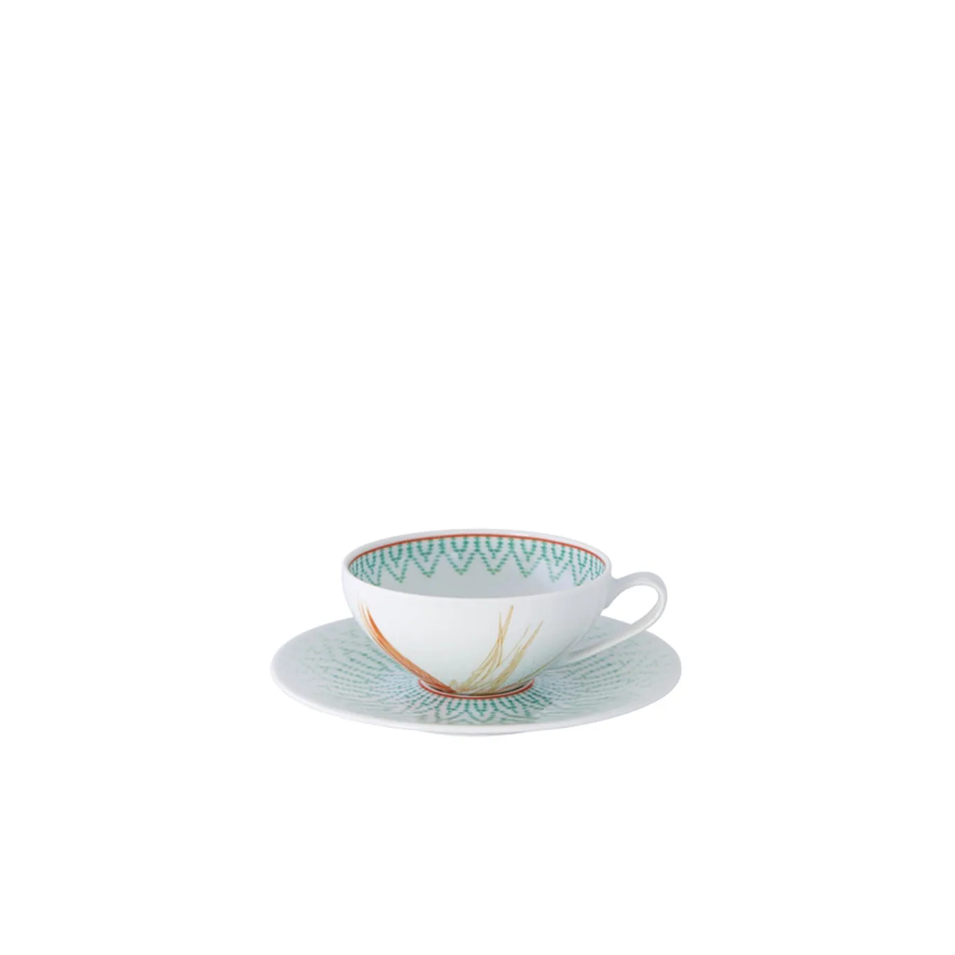 VISTA ALEGRE FIJI TEA CUP AND SAUCER, SET OF 4