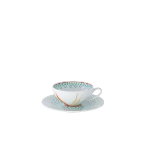 VISTA ALEGRE FIJI TEA CUP AND SAUCER, SET OF 4