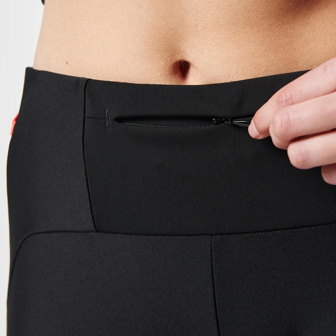WOMEN'S TRAIL RUNNING TIGHTS - BLACK/GREY/FLOWERS