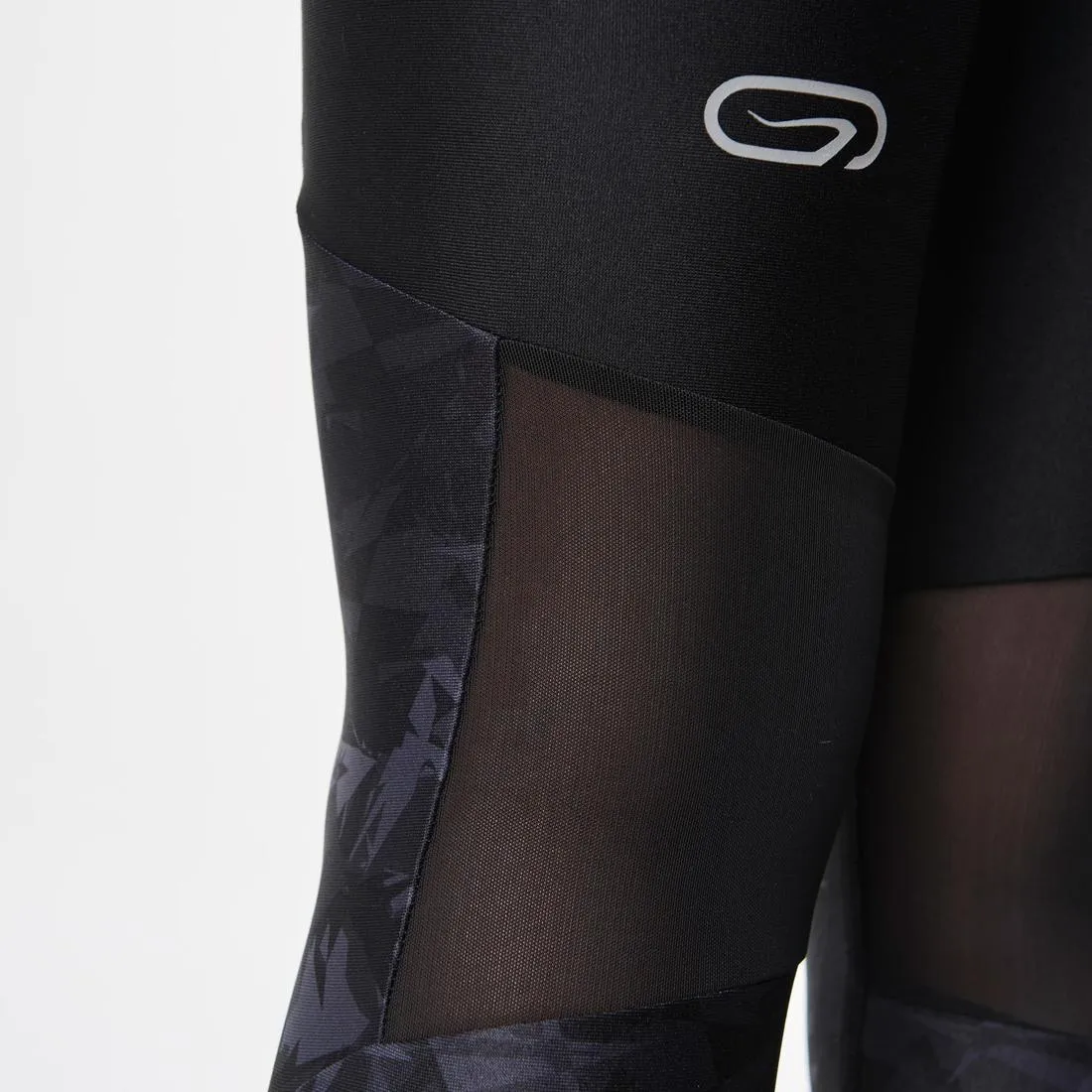 WOMEN'S TRAIL RUNNING TIGHTS - BLACK/GREY/FLOWERS
