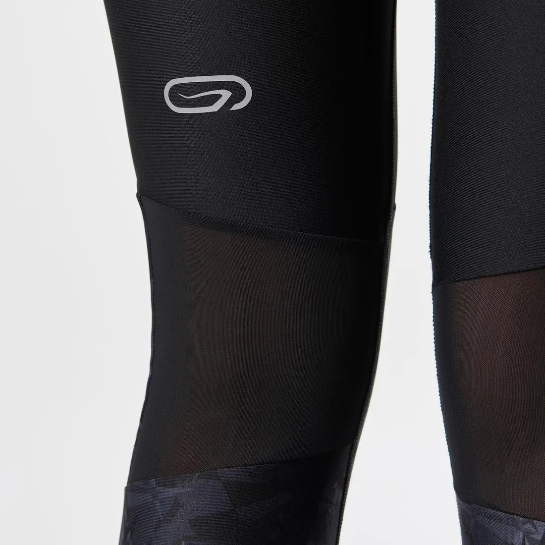 WOMEN'S TRAIL RUNNING TIGHTS - BLACK/GREY/FLOWERS