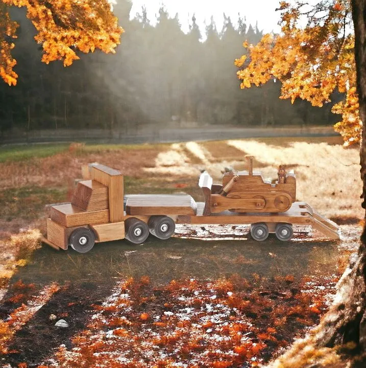Wooden Low Boy Toy Truck